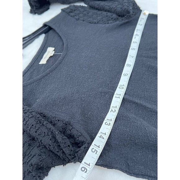 NWT Madewell Size X-Small Texture & Thread Eyelet Mix Ruffle Sleeve Top - Black - Picture 6 of 8